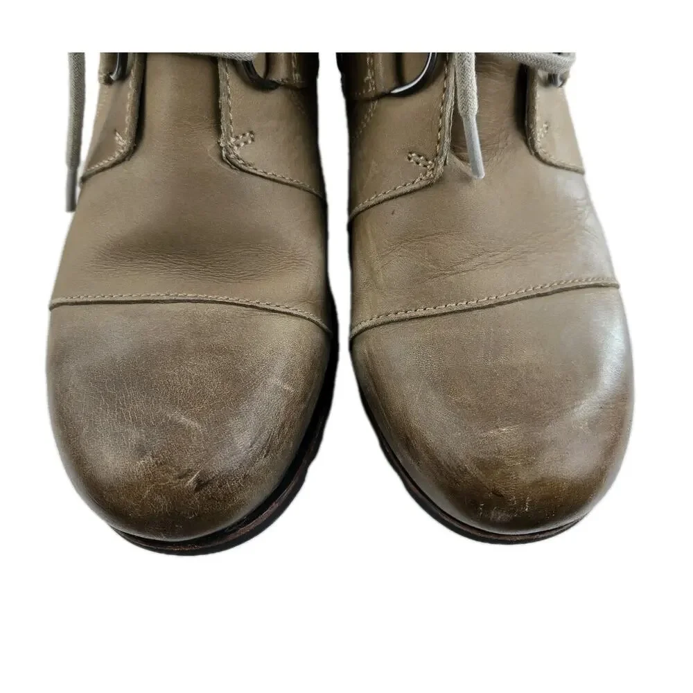 Sorel Boots Womens 9 Joan Of Artic Wedge Mid Tan Distressed Dark‎ Fog Waterproof